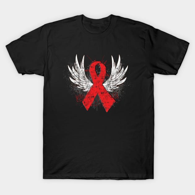 Winged Red Ribbon - World AIDS Day T-Shirt by wheedesign